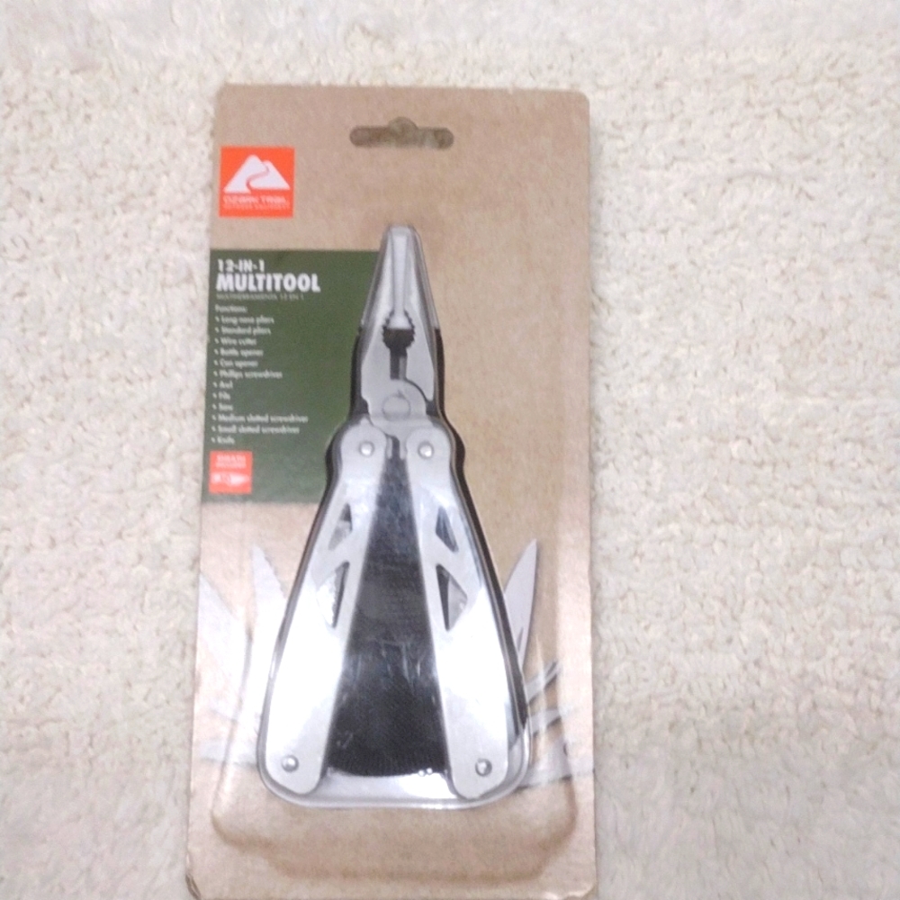 Ozark Trail 12-in-1 Multitool Silver Handle with Black Sheath